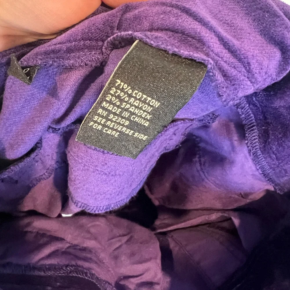 DG2 Diane Gilman Purple Velvet Pull On Pants